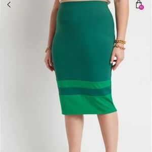 Eloquii Two-Tone Green Pencil Skirt